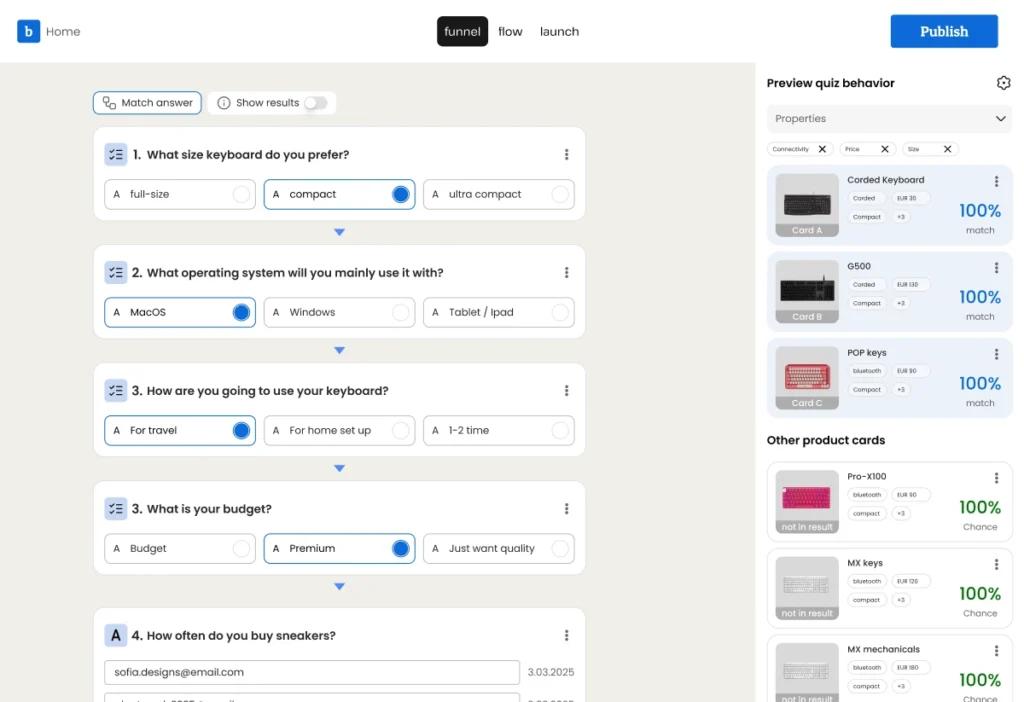 Catalog matching and dynamic recommendations