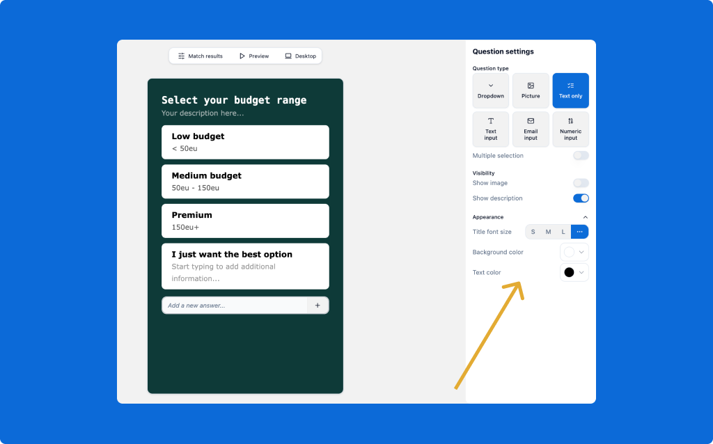 Question Appearance Settings