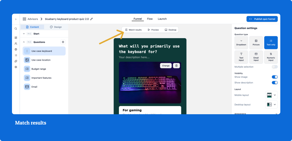 Match Results Navigation