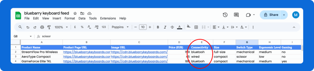 Product Feed Connectivity Property