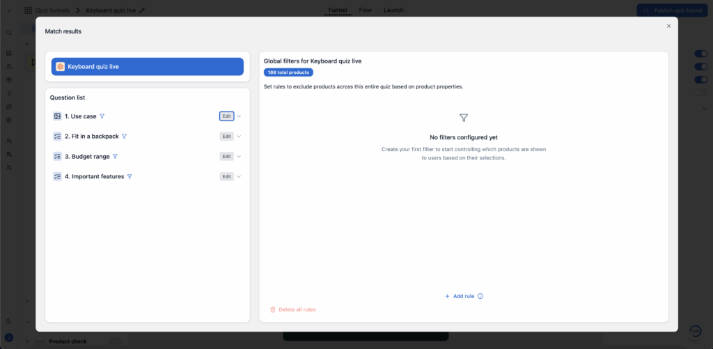 Global Filters Settings in bluebarry
